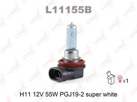 - деталь h11 12v55w pgj19-2 super white лампа LYNXauto L11155B (фото 1)