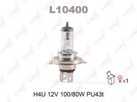 - деталь h4u 12v 100 80w pu43t-38 лампа LYNXauto L10400 (фото 1)