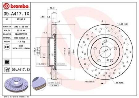 Гальмівні диски Brembo 09.A417.1X (фото 1)