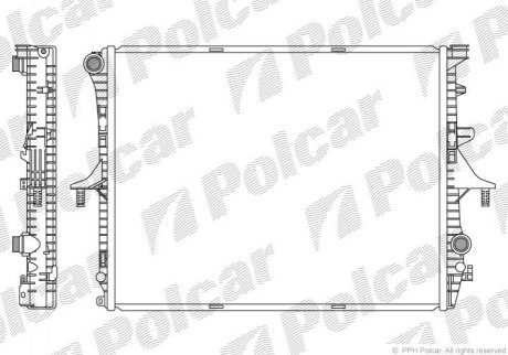 Радіатор охолодження двигуна Audi Q7 Porsche Cayenne VW Touareg 2.5D-6.0 09.02-08.15 POLCAR 958008-1 (фото 1)