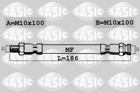 Шланг гальмівний задній, 2,0, 2,3, 2,8, 02-06 Sasic SBH6311