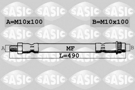 Шланг гальм. передній (490 мм)), 99-07 Sasic 6600007 (фото 1)