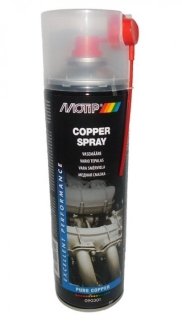 500мл Copper spray Медная аерозольная смазка для предотвращения износа и заклинивания резьбовых соединений, подверженных воздействию очень высоких температур -40°C +1100°C MOTIP 090301BS (фото 1)
