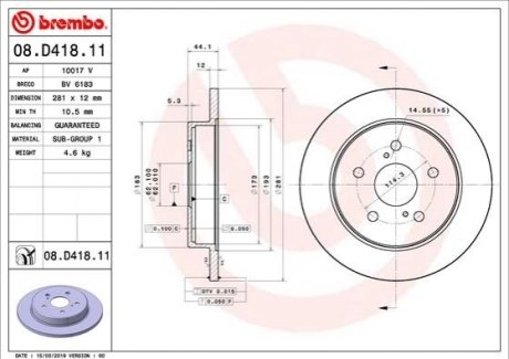 Гальмівний диск Brembo 08.D418.11 (фото 1)