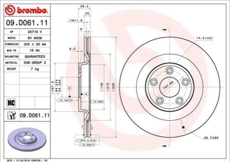 Тормозной диск Brembo 09.D061.11