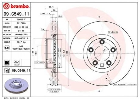 Тормозной диск Brembo 09.C549.11