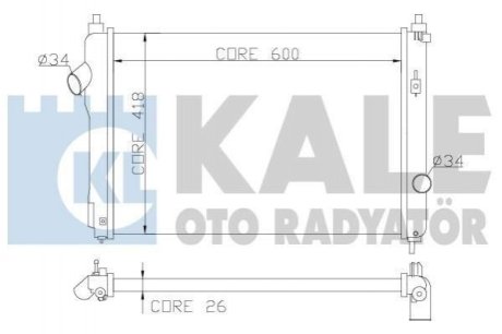 KALE CHEVROLET Радиатор охлаждения Aveo 1.4 08- KALE Kale Oto Radyator (Турция) 355100