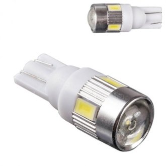 Лампа /габаритная/LED T10/6SMD-5630/12v/1w/240lm White with lens Pulso LP-142446