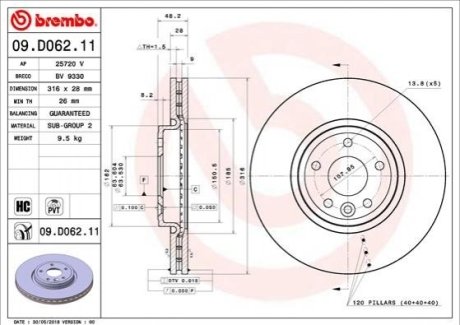 Тормозной диск Brembo 09.D062.11 (фото 1)