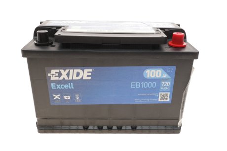 АКБ 6СТ-100 R+ (пт720) (необслуж)(315х175х205) EXCELL EXIDE EB1000