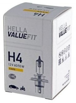 Лампа розжарювання, VALUEFIT, H4 12V 60/55W P 43t Hella 8GJ242632081 (фото 1)