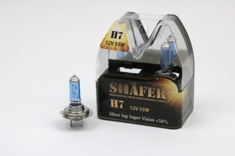 Лампа галогеновая H7 12V55W Silver top Super Vision +50% SHAFER SL3007S