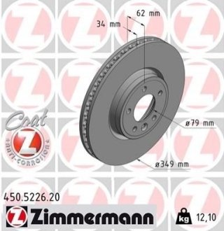Диск тормозной Coat Z ZIMMERMANN Otto Zimmermann GmbH 450522620