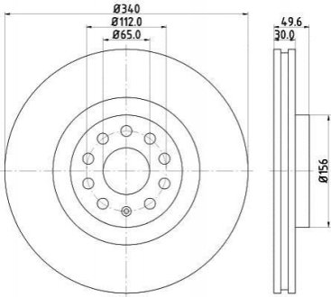 Диск тормозной передн Skoda Octavia 2.0TDI 13- Hella 8DD 355 129-241 (фото 1)