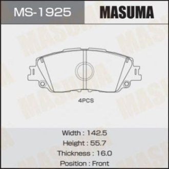 Колодка гальмівна передня Toyota CH-R (19-), Camry (17-), RAV 4 (19-) Masuma MS1925 (фото 1)
