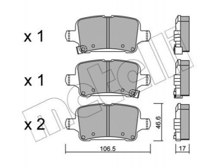 Колодки тормозные (задние) Chevrolet Cruze 15-/Bolt 16-/Opel Astra K 15- METELLI 22-1116-0 (фото 1)
