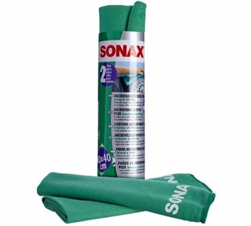 Салфетка для стекла и салона из микрофибры, зеленая SONAX 416541