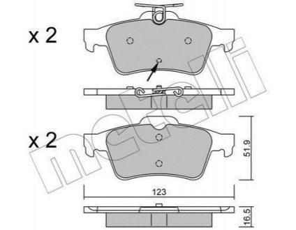 Колодки гальмівні (задні) Peugeot 508 10-18 METELLI 22-0337-2