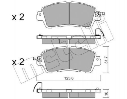 Колодки тормозные (передние) Mazda 2 14- METELLI 22-1085-0