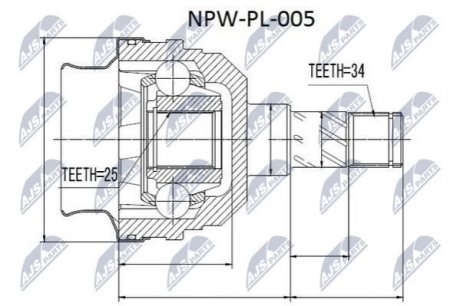 Шарнир равных угловых скоростей (ШРУС) NTY NPWPL005