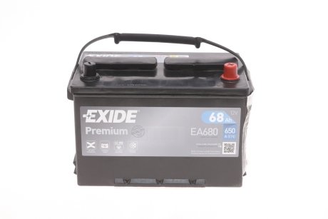 Акумуляторна батарея 68Ah/650A (277x175x190/+R/B1+B12) Premium EXIDE EA680 (фото 1)