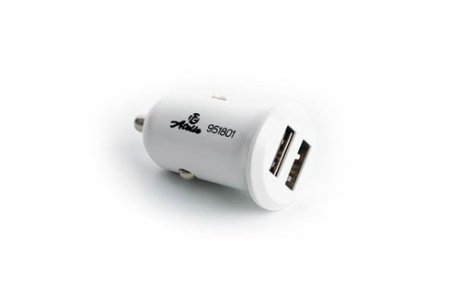 Автомобильное зарядное устройство 2 USB (12/24V - 5V 2,1A) белый КОМПАКТ 12 Atelie 951801