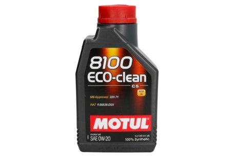 Олива 0W20 Eco-clean 8100 (1л) (108813) MOTUL 868111 (фото 1)