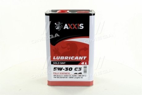 Масло моторное. 5W-30 C3 504/507 (Канистра 4л)) Axxis AX-2020
