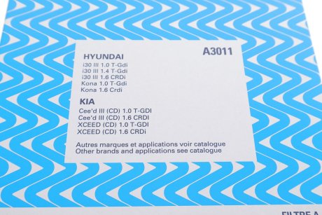 Фильтр воздушный Hyundai I30 1.4MPI/1.6 CRDi 16- PURFLUX A3011