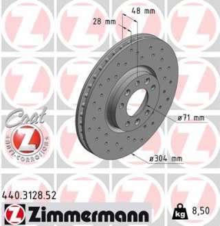 Тормозные диски передние Otto Zimmermann GmbH 440312852 (фото 1)