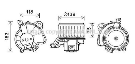 Вентилятор отопителя салона Citroen Nemo Peugeot Bipper Fiat Qubo 1,3HDI 08> Pun AVA Cooling Systems FT8431 (фото 1)